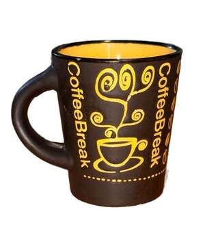 MY Café Scottsdale Coffee Break Ceramic Mug, Black and Yellow